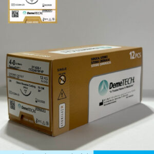 Sutura de catgut crómico 4-0 con aguja de 19mm marca DemeTECH