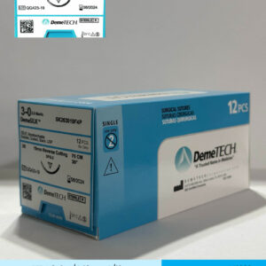 Sutura de seda 3-0 con aguja de 19mm marca DemeTECH