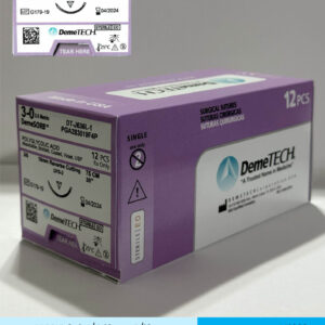 Sutura de acido poliglicolico 3-0 con aguja de 19mm marca DemeTECH