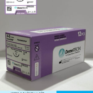 Sutura de acido poliglicolico 4-0 con aguja de 19mm marca DemeTECH