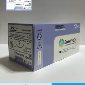 Sutura de polipropileno 2-0 con aguja de 24mm marca DemeTECH