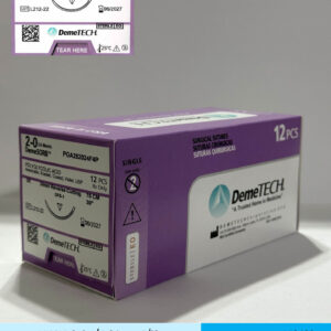 Sutura de acido poliglicolico 2-0 con aguja de 24mm marca DemeTECH