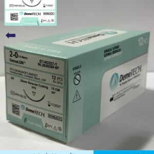 Sutura de nylon 2-0 con aguja de 26mm marca DemeTECH