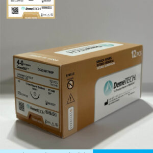 Sutura de catgut cromico 4-0 con aguja de 17mm marca DemeTECH