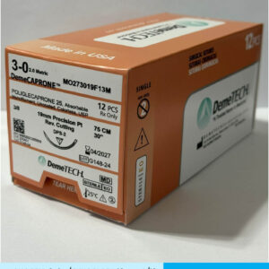 Sutura de poliglecaprone 25 3-0 incoloro con aguja de 19mm marca DemeTECH