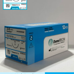 Sutura de seda negra 2-0 con aguja de 26mm marca DemeTECH