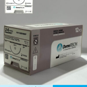 Sutura de polidioxanona calibre 2-0 violeta con aguja de 36mm marca DemeTECH