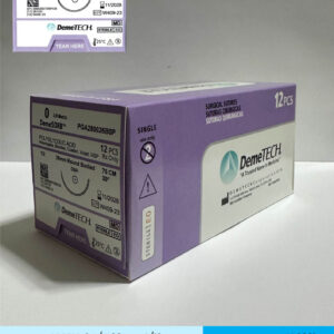 Sutura de acido poliglicolico pga calibre 0 violeta con aguja de 26mm marca DemeTECH