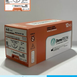 Sutura de poliglecaprona 25 calibre 4-0 incoloro con aguja precision point de corte reverso de 19mm marca DemeTECH